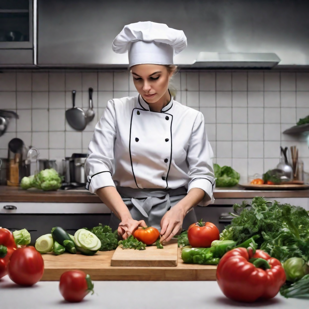female chef preparing homemade vegan lasagna