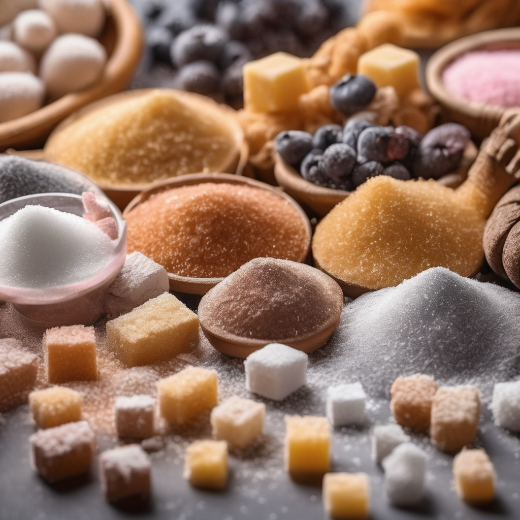 24 different types of sugars and sweeteners