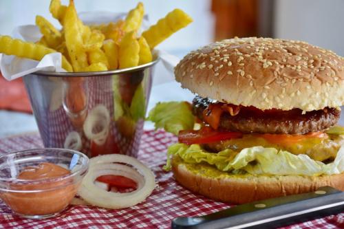 burger and french fries